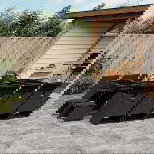 vidaXL 13-dijelni vrtni blagovaonski set s jastucima poliratan crni Cijene