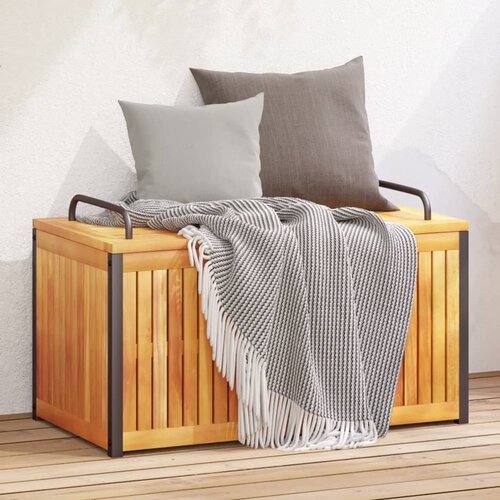  The Living Store Zunanja škatla za blazine 85x45x45/53 cm akacijev les in jeklo - Škatla Za Blazine, (21483810) Cene