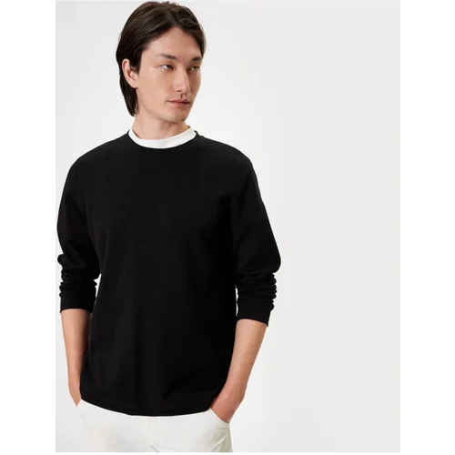 Koton Crew Neck Sweatshirt Basic Long Sleeve Cotton Interlock Fabric