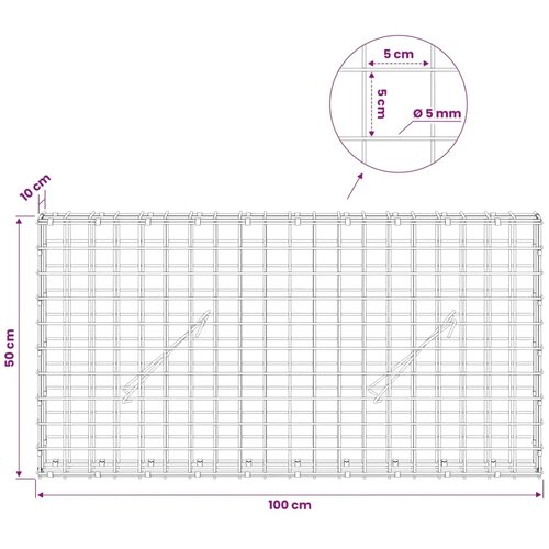  Gabion s žicom debljine 5 mm i mrežom 5x5 cm 100x10x50 cm - 10 cm 50 cm 100 cm Slike