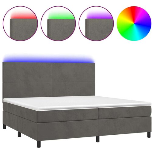  Box spring s madracem LED tamnosivi 200x200 cm bar&amp;scaron;un Slike