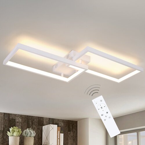 Nettlife zatemnilna LED stropna svetilka, 40 W, bela kovinska zasnova, za kuhinjo, spalnico, jedilnico ali dnevno sobo, z daljinskim upravljalnikom, (5000491347) Slike