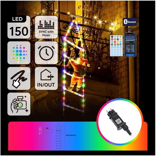 Aigostar LED RGBICW Spolja&amp;scaron;nja božićna dekoracija 150xLED/230V 3m IP44 + daljinski upravljač Slike
