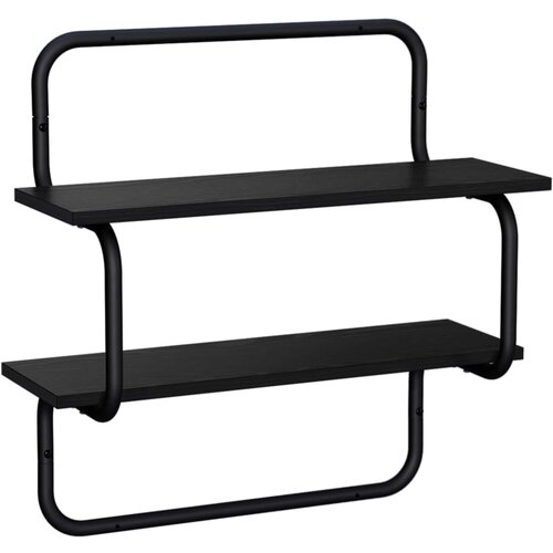  Zidna polica na 2 razine Crni hrast 60 x 24,5 x 61 cm Slike