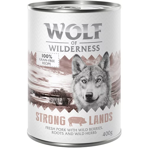 Wolf of Wilderness Ekonomično pakiranje: Adult 24 x 400 g - NOVO Strong Lands - svinjetina
