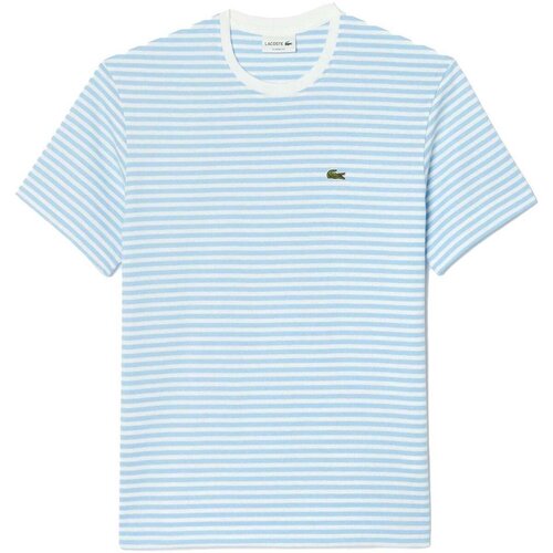 Lacoste Striped Heavy Cotton T-Shirt White/Blue Bijela Slike