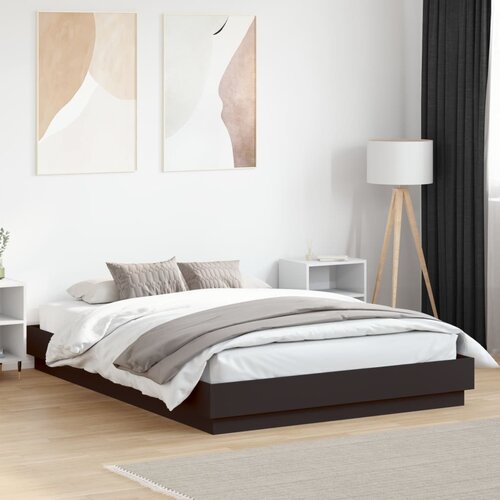  Okvir kreveta s LED svjetlima crni 150 x 200 cm Cene
