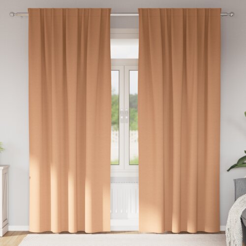 VidaXL Zavjese sa zavjesama 2 pcs Svjetlosmeđa 225 x 140 cm Poliester Slike