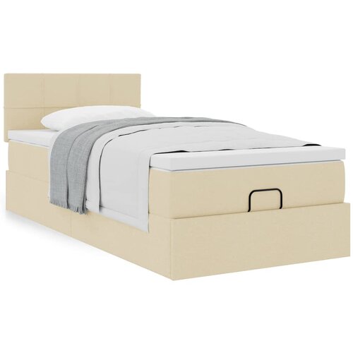 VidaXL Otomanski posteljni okvir z vzmetnico krem 90x200 cm blago Slike