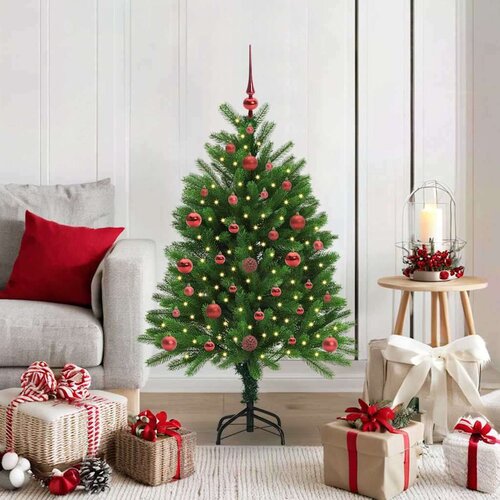 vidaXL Božično drevo med 150 LED z stojalom Zelena 120 cm PE Cene