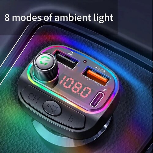  bluetooth fm rgb transmiter C15 3.1A+Type-C crni Slike
