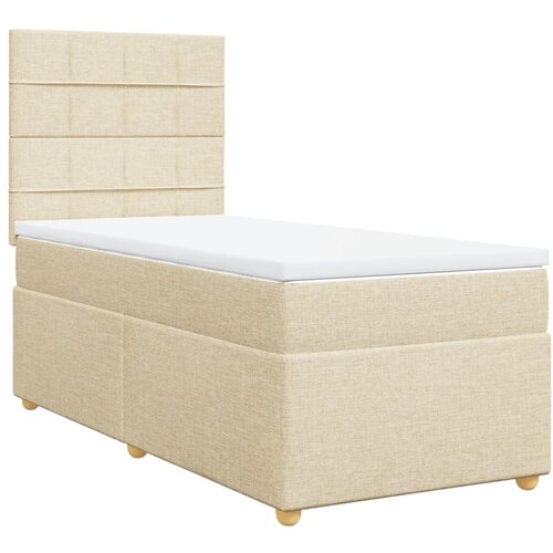 vidaXL Box spring postelja z vzmetnico krem 100x200 cm blago, (21291475) Cene