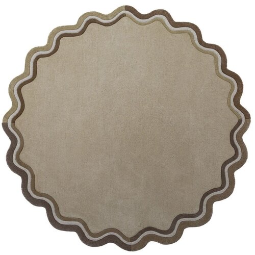 Flair Rugs Ročno tkana volnena okrogla preproga v naravni barvi &oslash; 180 cm Leo Scallop &ndash; Cene