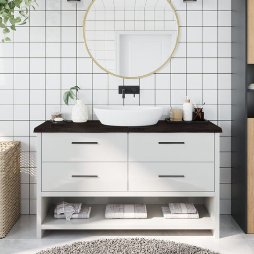 VidaXL Kupaonska radna ploča tamnosmeđa 140x40x(2-4) cm tretirano drvo Slike