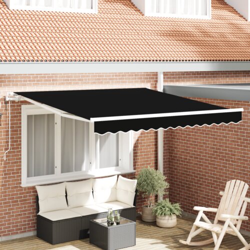 VidaXL Automatska Uvlačiva Tenda Crna 350x250 cm, Fabrika za zamjenu tende za okvir 3,5x2,5 m Crna Slike