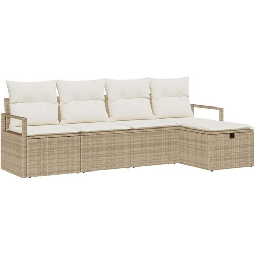  Set od 5 dijelova vrtnog kauča s jastučićima Bež Poli Ratan  2-sjedalni vrtni kauč s jastučićima Bež Poli Ratan Cijene