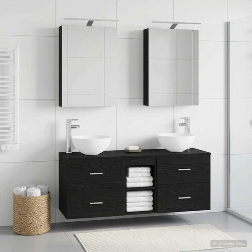  Set namje&scaron;taja za kupaonicu 5 pcs Crni hrast Cijene