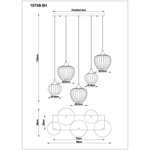 Globo VISEČA SVETILKA SANDER 86/39/120 cm E27 Slike