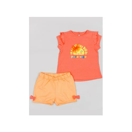Zippy Komplet majica in kratke hlače ZBGAP0602 23005 Oranžna Regular Fit