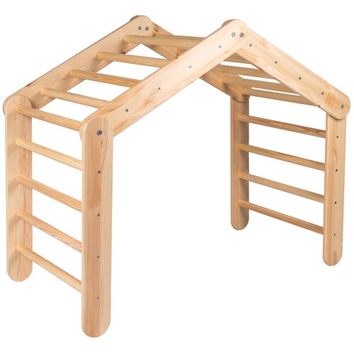 MeowBaby Pikler trokut od borovine u prirodnoj boji 112x61x94 cm Montessori - Cijene