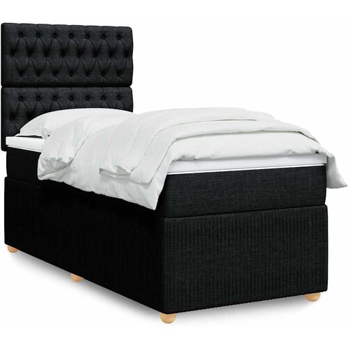 Box spring krevet s madracem crni 80 x 200 cm od tkanine Slike