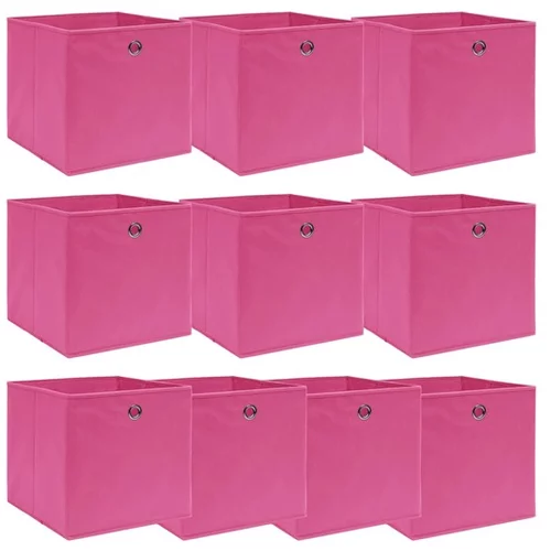  Škatle za shranjevanje 10 kosov roza 32x32x32 cm blago