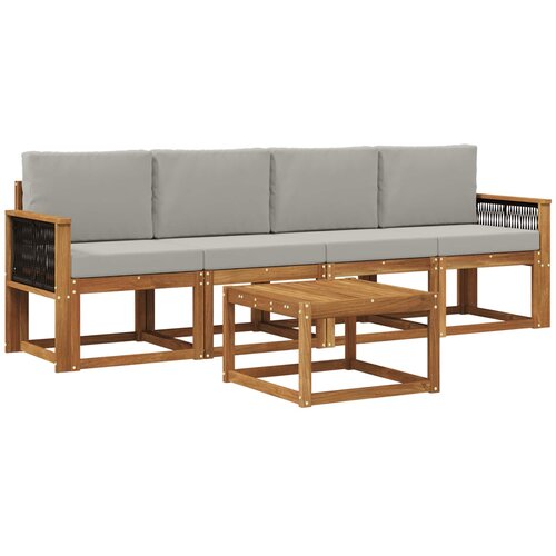 vidaXL Zunanja garnitura za sedenje 4 pcs Naravna in svetlo siva, (5000280935) Cene