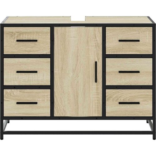 VidaXL Kupaonski ormarić za umivaonik boja hrasta 80x33x60 cm drveni Slike