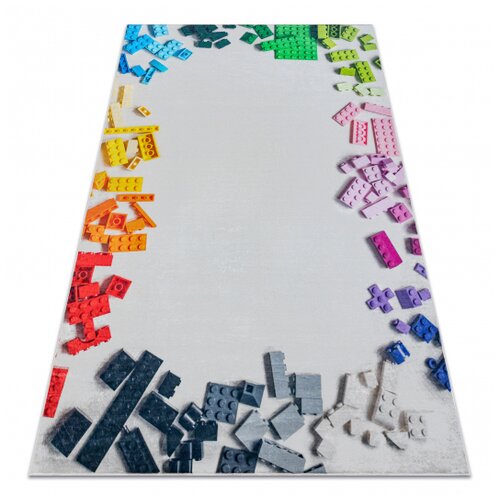 RugsX BAMBINO 38480 pralna preproga Komplet za gradnjo za otroke protizdrsna - siva / rumena 140x200 cm, (5000176493) Slike