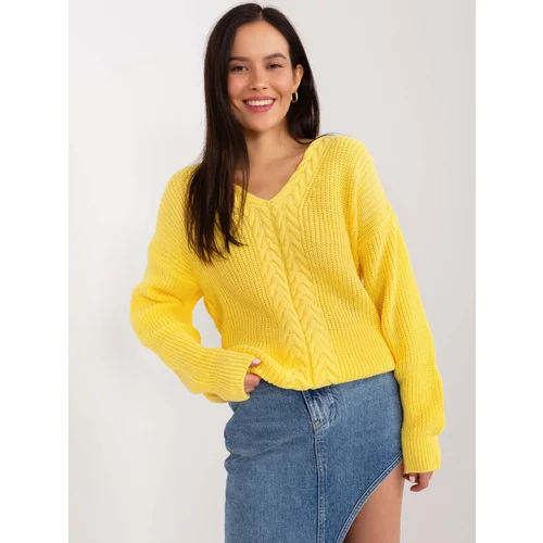 Fashion Hunters Yellow women's classic neckline sweater