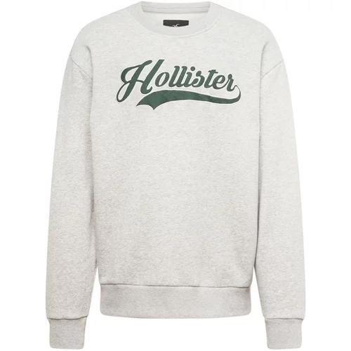 Hollister Sweater majica siva melange / tamno zelena