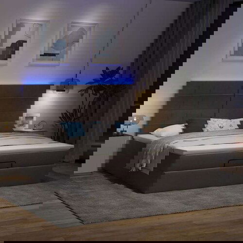  Otomanski krevet s madracem i LED tamnosmeđi 180x200 cm tkanine Cene