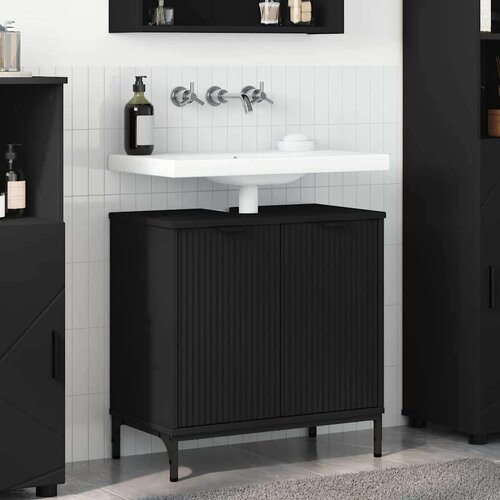 vidaXL Kupaonski ormarić za sudoper s vratima Crna 60.5 x 33.5 x 61 cm Cijene