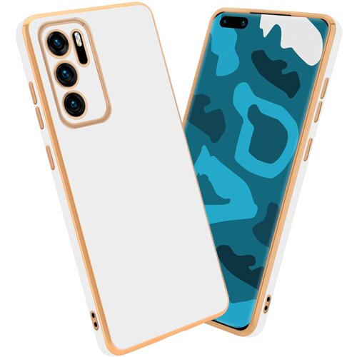 Cadorabo Ohi&scaron;je, združljiv s Huawei v sijajnem belem - zlatu - za&scaron;čitni pokrov iz fleksibilnega silikona TPU in z za&scaron;čito pred kamero, (20595558) Cene