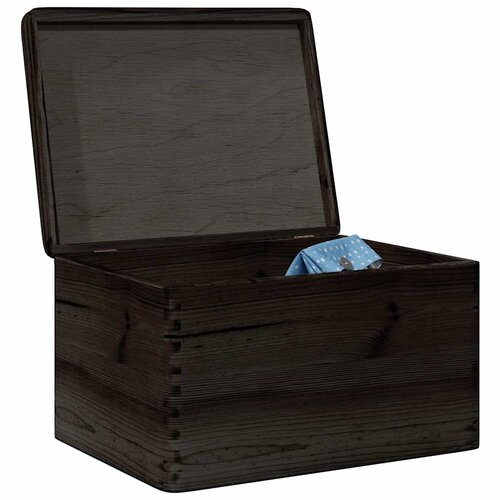VidaXL Drvena kutija s poklopcem crna 40x30x23 cm puno drvo bor Slike