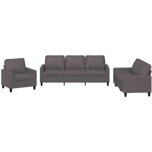 VidaXL 3-dijelni set sofa s jastucima sivi od umjetne kože Slike