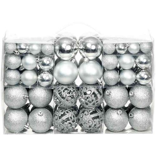  Set božićnih kuglica 100 komada 3/4/6 cm srebrni Cijene