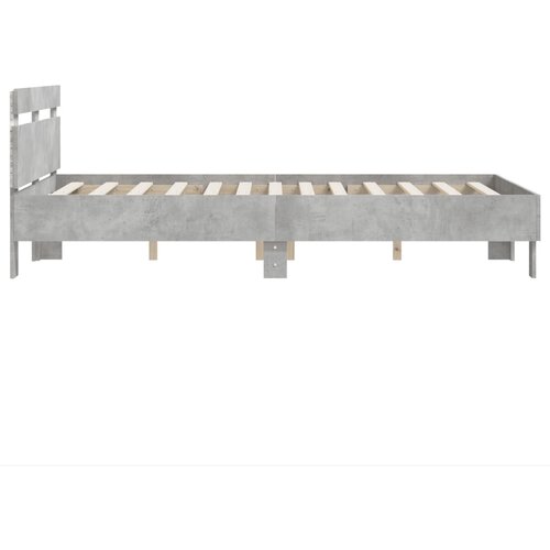  Okvir za krevet s uzglavljem i LED siva boja betona 120x200 cm Slike