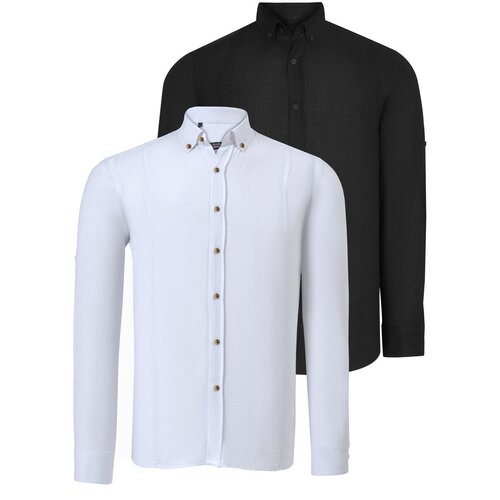 Dewberry DOUBLE SET G721 MEN'S SHIRT-BLACK-WHITE Cene