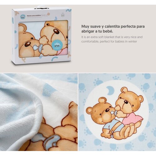 Interbaby Dekica Medvjedić 110x140 - plava Slike