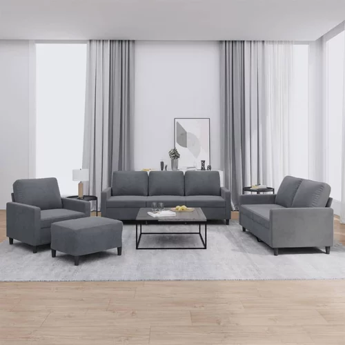 vidaXL 4-dijelni set sofa s jastucima tamnosivi baršunasti