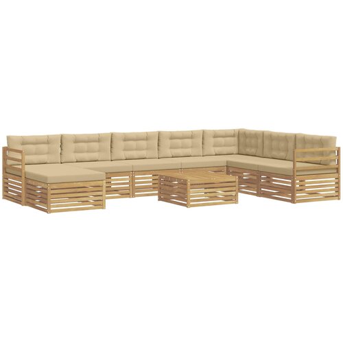 vidaXL Zunanja garnitura za sedenje 9 pcs Bela in bež Poliester, (5000280976) Cene