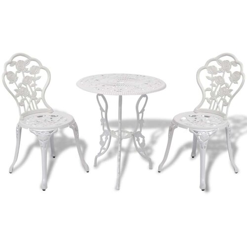 Bistro 3-dijelni bistro set od lijevanog aluminija bijeli Cijene
