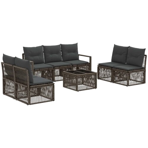 vidaXL Vrtna sedežna garnitura 8 pcs Siva poli ratan, (5000270028) Cene