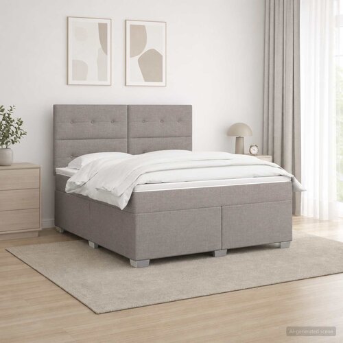  Boxspring krevet s madracem Sivosmeđa 160 x 200 cm Tkanina Smeđesiva 160 x 200 x 140.5 cm Slike