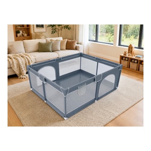 Delunaro dečija ogradica za igru sa dodatnom za&amp;scaron;titom 130x130x65cm ( KLK2611-Grey ) Slike