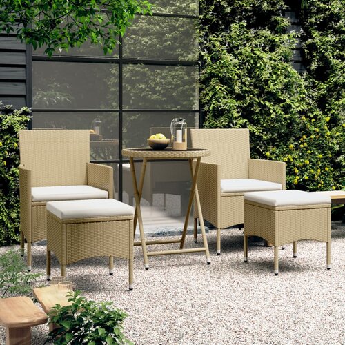 vidaXL 5-dijelni vrtni bistro set od poliratana i kaljenog stakla bež Cene