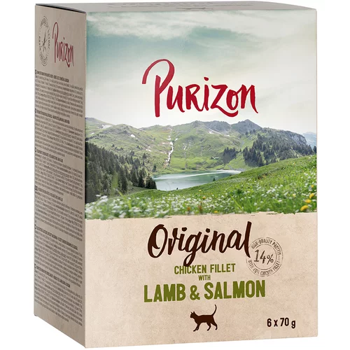 Purizon Adult 6 x 70 g - brez žit - Piščančji file z jagnjetino in lososom