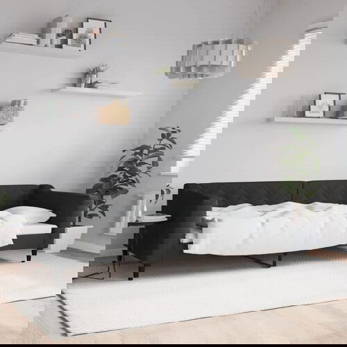 The Living Store Raztegljiva postelja črna 90x200 cm blago - Raztegljiv Kavč, (21608074) Cene