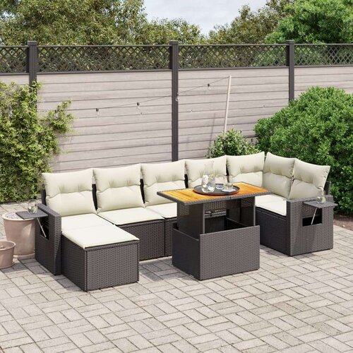  8-dijelni set vrtnih sofa od poliratana s jastucima crni Cijene
